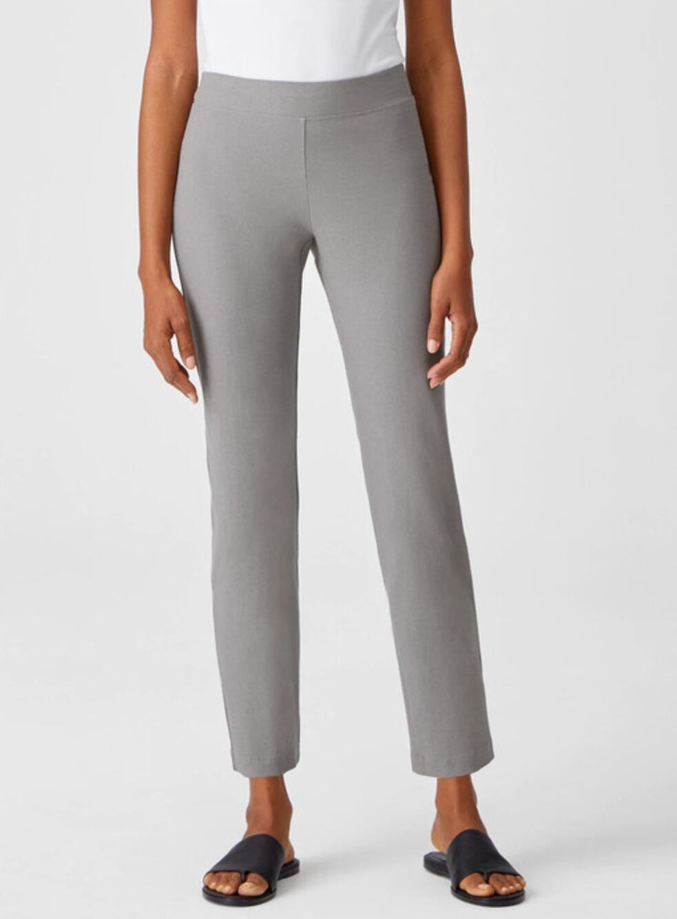 Eileen Fisher Slim Pant Womens Medium Petite Gray Washable Flex Crepe Pull On